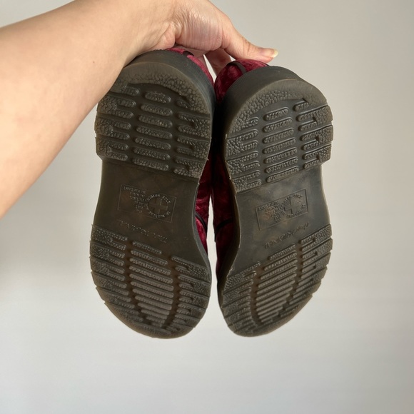 Dr. Martens Hugh Burgundy Red Velvet Lace-Up Oxfords Shoes - Burgundy - Picture 5 of 16